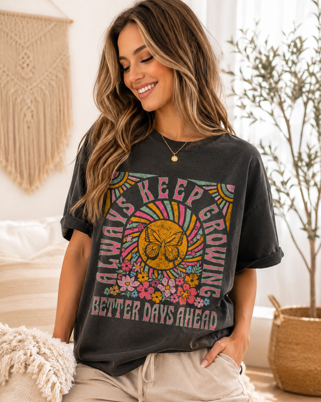 Always Keep Growing Tee -Pepper - House of Caelo Athleisure Wear, Yoga Wear & Women's Clothing