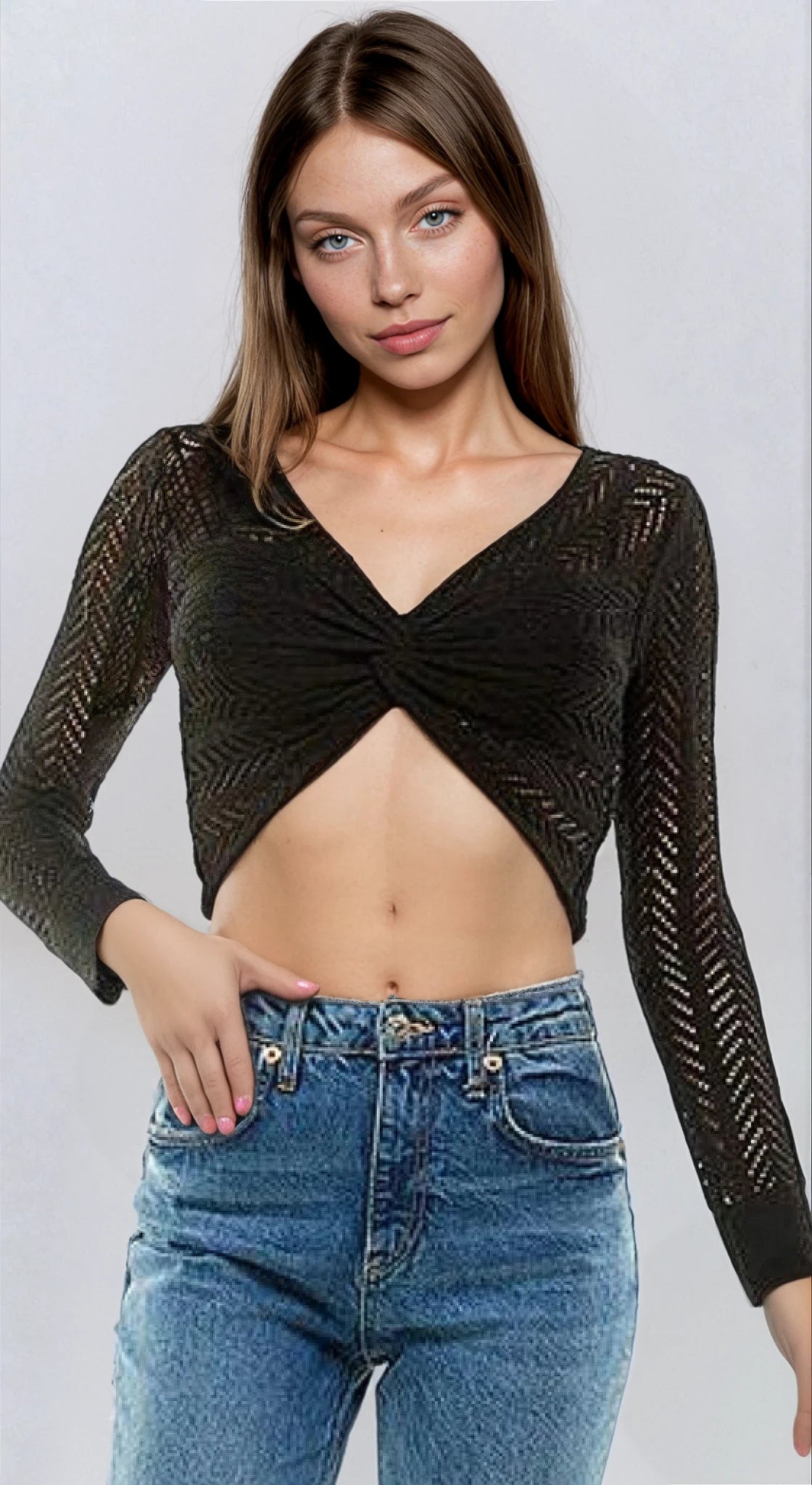 Noir Chic Twist-Front Knit Top, Clothing, House of Caelo Athleisure Wear, Yoga Wear & Leggings, House of Caelo Athleisure Wear, Yoga Wear & Leggings