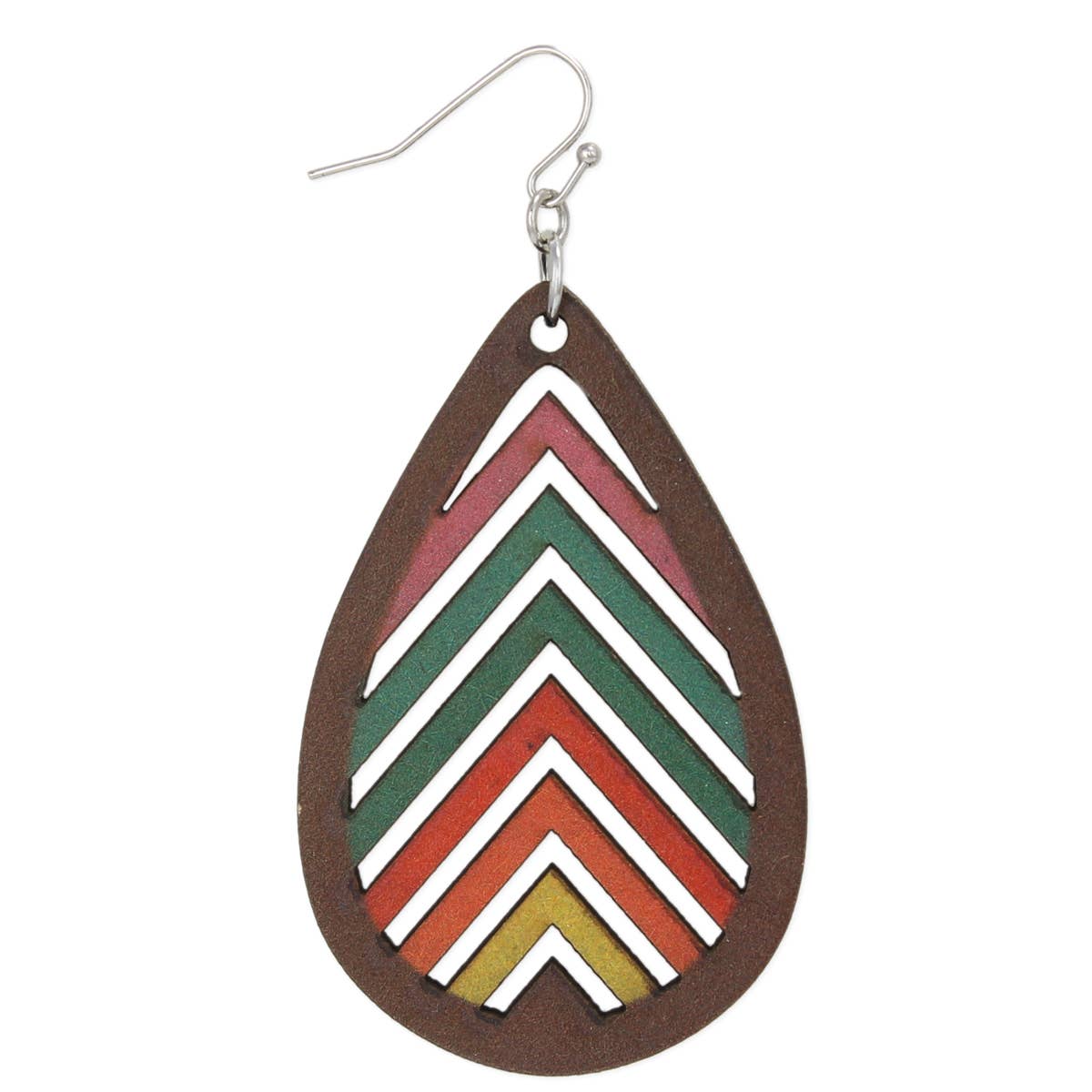 Natural Rainbow Wood Teardrop Earrings - House of Caelo Athleisure Wear, Yoga Wear & Women's Clothing