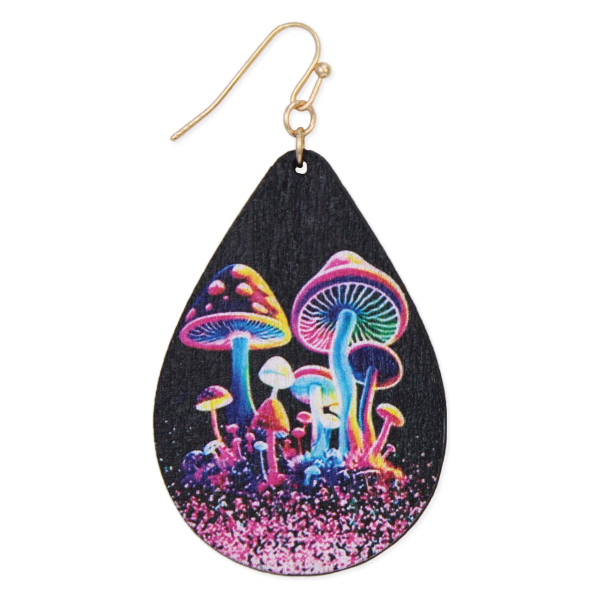 Neon Magic Wood Mushroom Print Earring — alternate product view 2