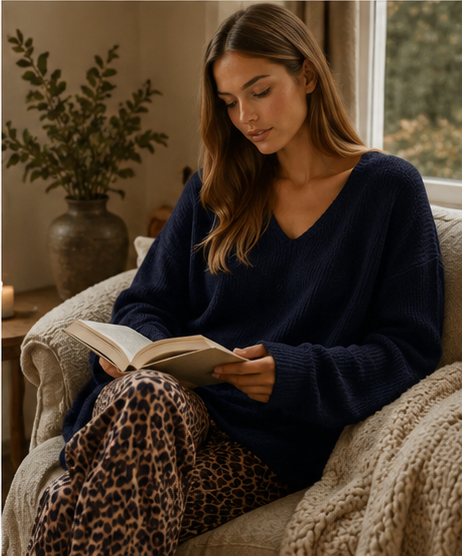 Oversized Knit V-Neck Sweater Tunic Top, view 6 | House of Caelo®