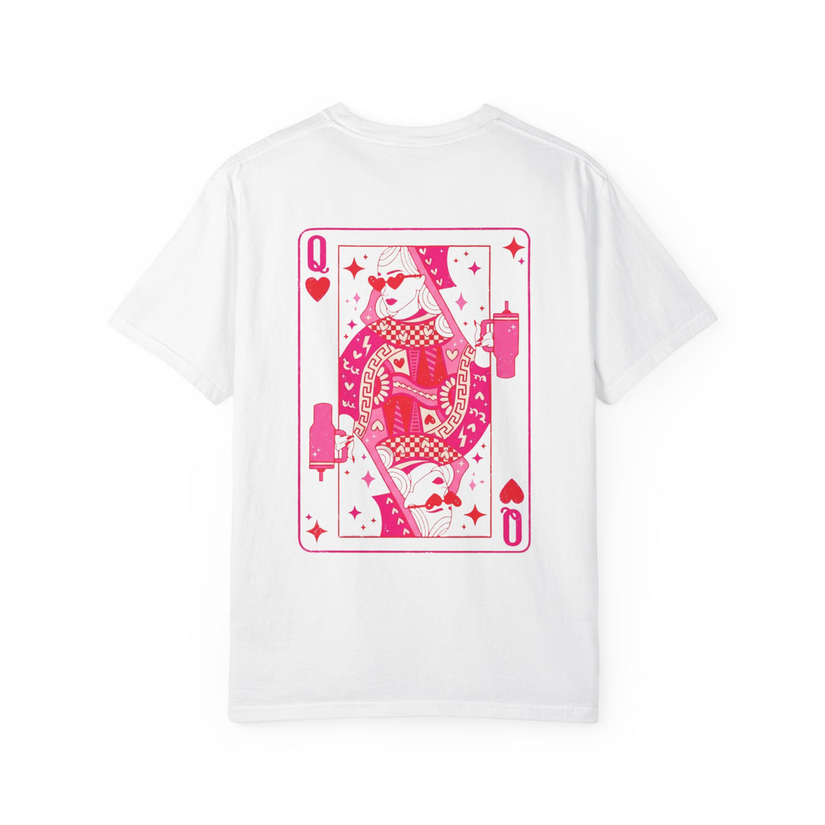 Queen of Hearts Graphic T-Shirt — Playful Card Tee (Pink Card Design) - Fitkitty Culture Athleisure Wear, Yoga Wear & Women's Clothing