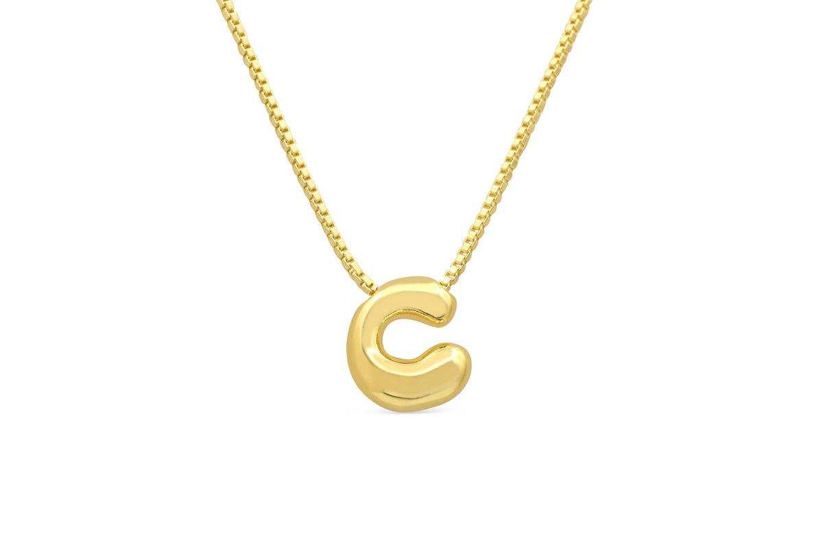 Let Her Shine 10mm Plain Letter Necklace, initial C in gold | Fitkitty Culture®
