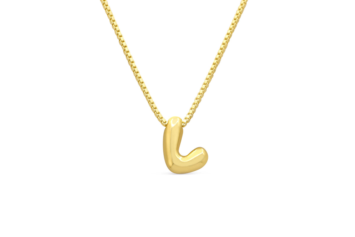Let Her Shine 10mm Plain Letter Necklace, initial L in gold | Fitkitty Culture®
