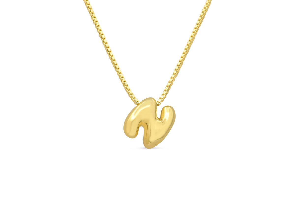 Let Her Shine 10mm Plain Letter Necklace, initial N in gold | Fitkitty Culture®
