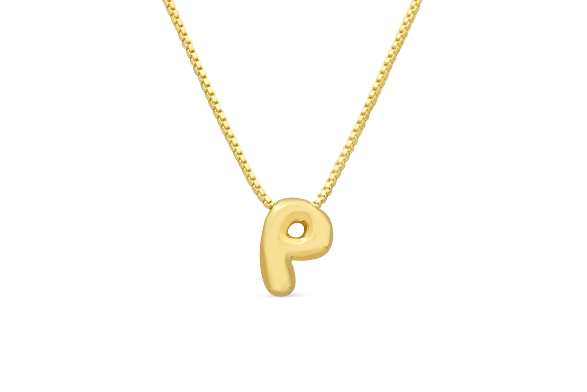Let Her Shine 10mm Plain Letter Necklace, initial P in gold | Fitkitty Culture®