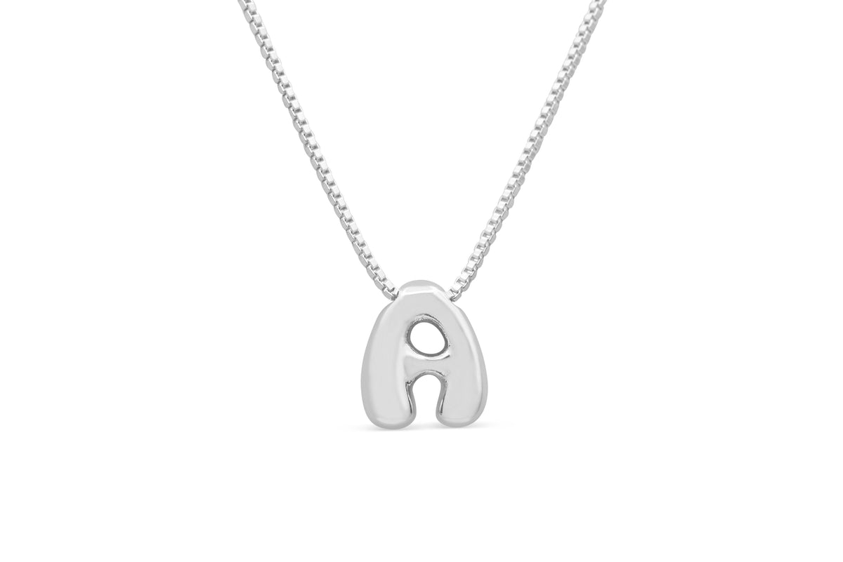 Let Her Shine 10mm Plain Letter Necklace, initial A in silver | Fitkitty Culture®