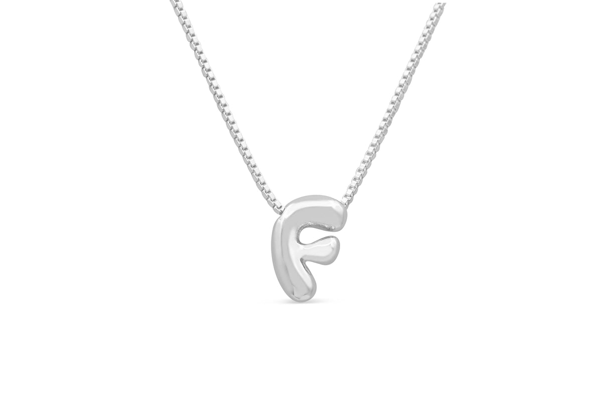 Let Her Shine 10mm Plain Letter Necklace, initial F in silver | Fitkitty Culture®