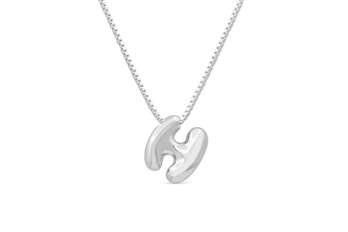 Let Her Shine 10mm Plain Letter Necklace, initial H in silver | Fitkitty Culture®