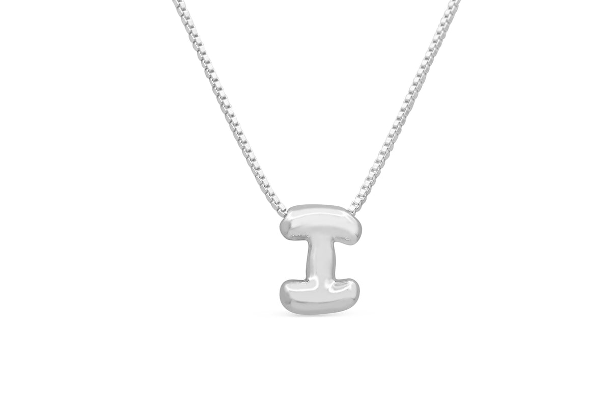 Let Her Shine 10mm Plain Letter Necklace, initial I in silver | Fitkitty Culture®