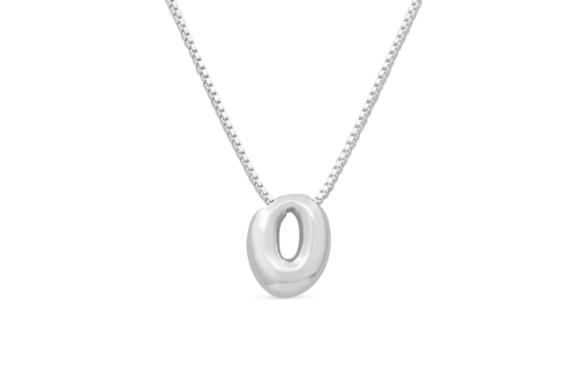 Let Her Shine 10mm Plain Letter Necklace, initial O in silver | Fitkitty Culture®