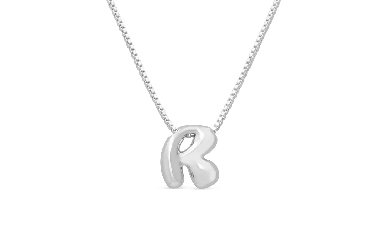 Let Her Shine 10mm Plain Letter Necklace, initial R in silver | Fitkitty Culture®