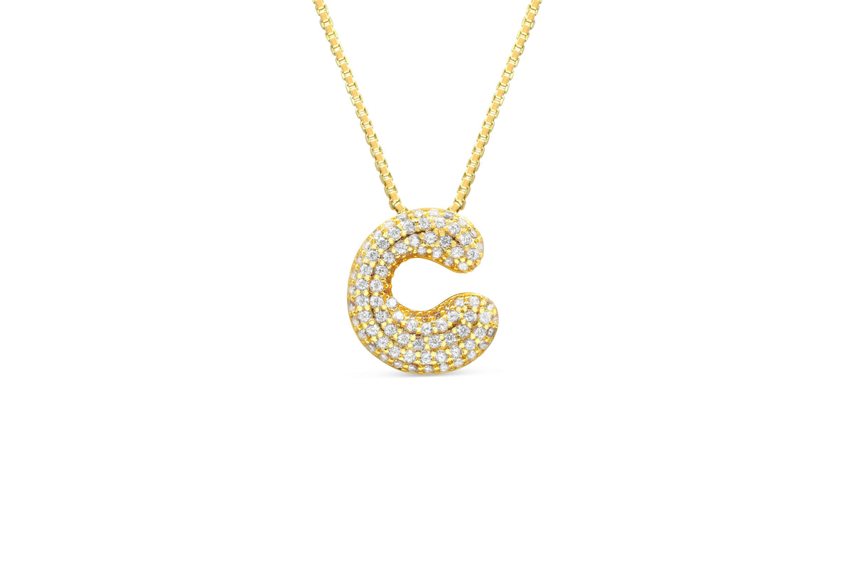 Let Her Shine 15mm Pave Letter Necklace, initial C in gold | Fitkitty Culture®