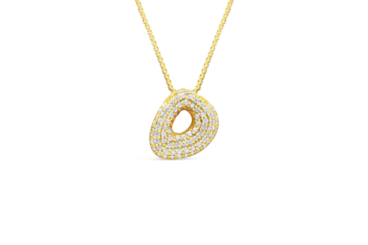 Let Her Shine 15mm Pave Letter Necklace, initial D in gold | Fitkitty Culture®