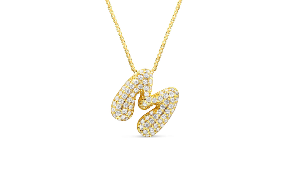 Let Her Shine 15mm Pave Letter Necklace, initial M in gold | Fitkitty Culture®