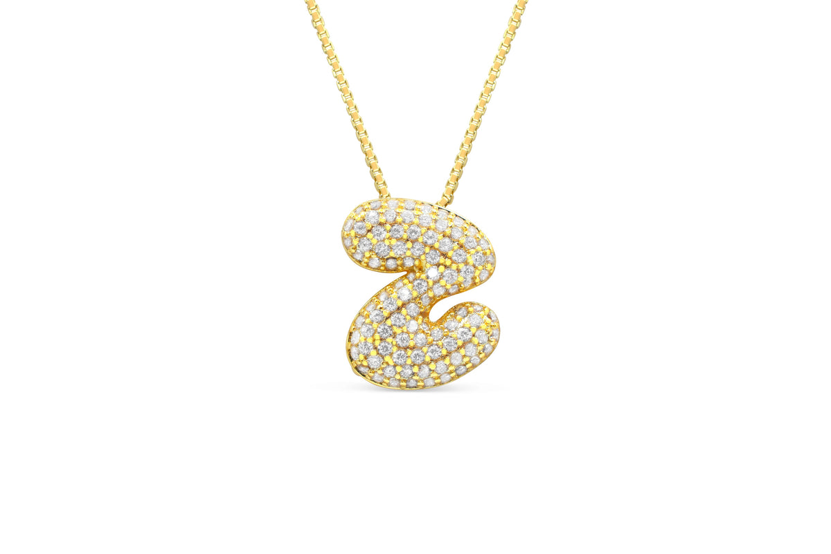Let Her Shine 15mm Pave Letter Necklace, initial Z in gold | Fitkitty Culture®