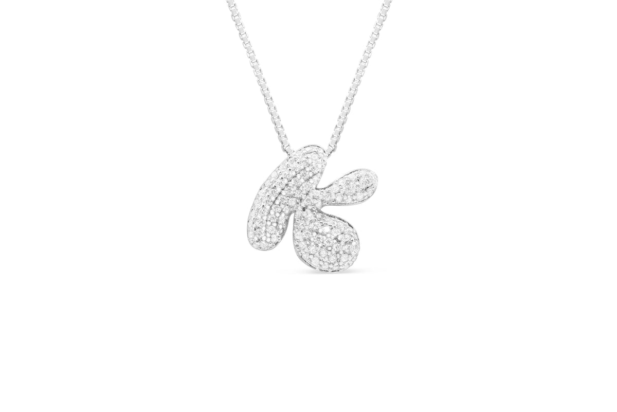 Let Her Shine 15mm Pave Letter Necklace, initial K in silver | Fitkitty Culture®