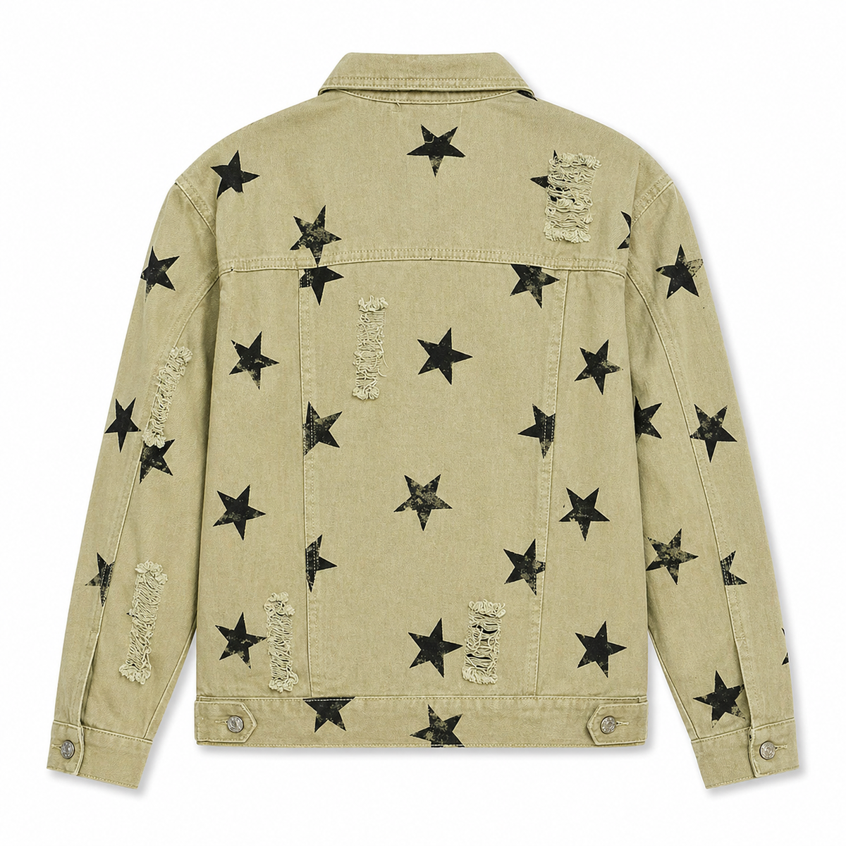 Sage Star Distressed Denim Jacket boho western statement layer