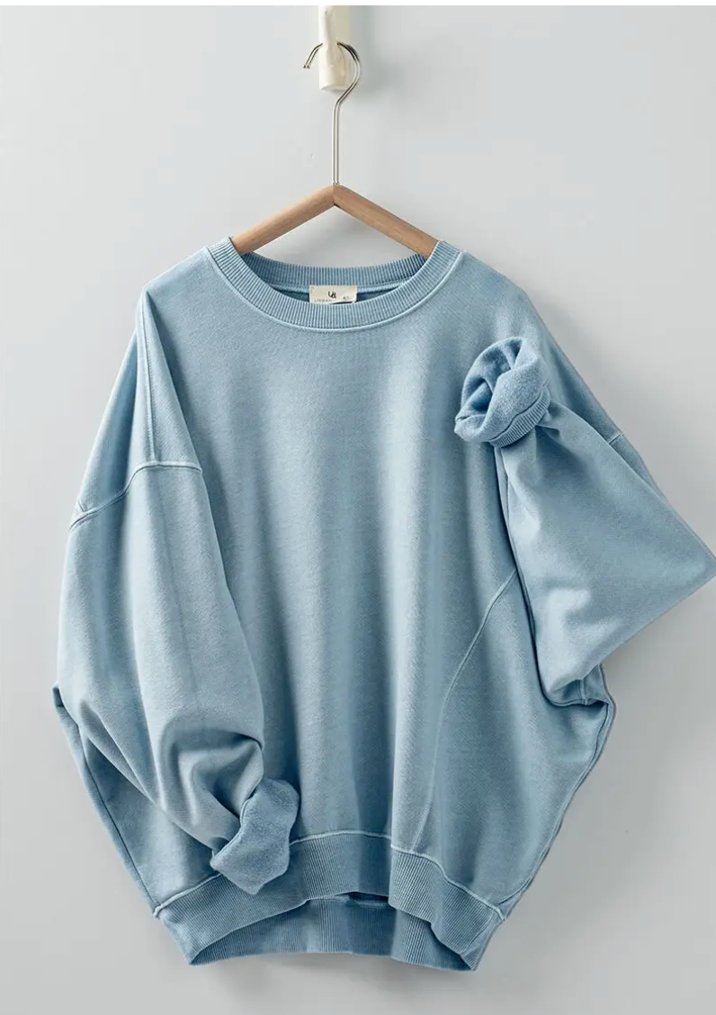 Vintage Ease oversized crewneck sweatshirt in Sky Wash blue product color reference