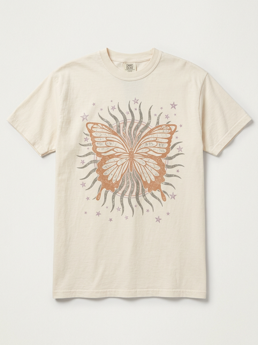 Sunlit Butterfly Boho Tee - House of Caelo Athleisure Wear, Yoga Wear & Women's Clothing