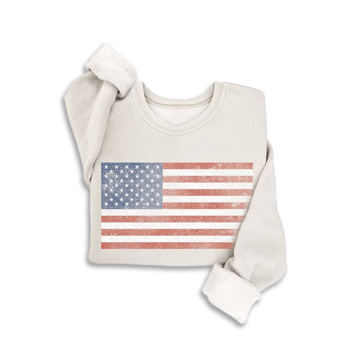 Vintage Americana Flag Fleece Sweatshirt - House of Caelo Athleisure Wear, Yoga Wear & Women's Clothing