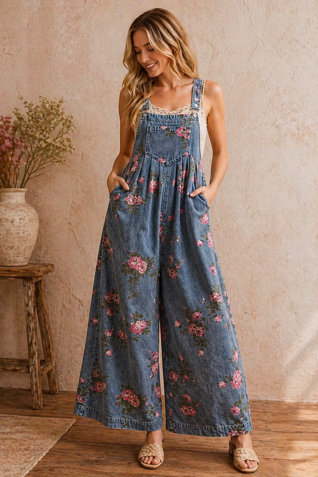 Vintage Rose Denim Overalls - Fitkitty Culture Athleisure Wear, Yoga Wear & Women's Clothing