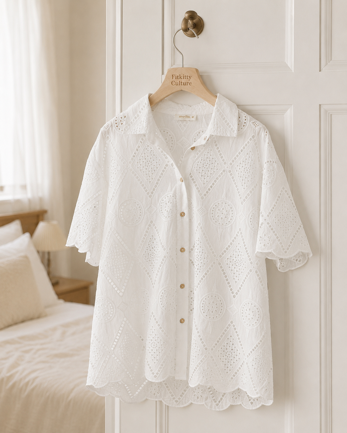 Wander Free Lace Button Down, view 6 | Fitkitty Culture®
