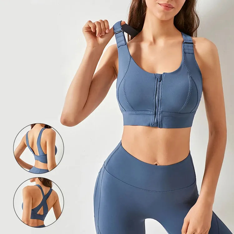 Front Zipper High Impact Athletic Bra, Sports Bra, House of Caelo, House of Caelo