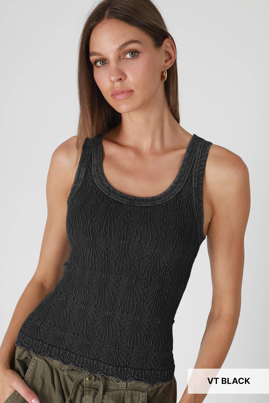 Vintage Black reversible lace tank, product detail