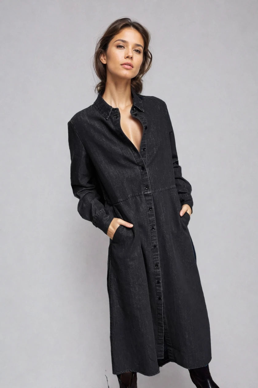 The Sunday Stroll Denim Shirt Dress - House of Caelo Athleisure Wear, Yoga Wear & Women's Clothing
