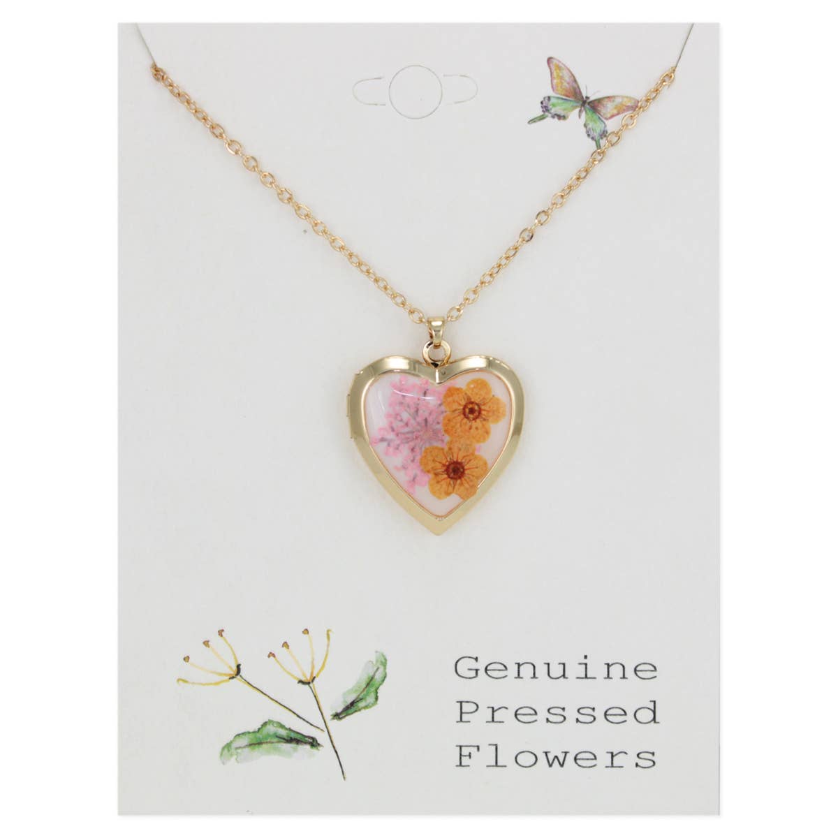 Floral Memories Orange Dried Flower Locket Necklace - House of Caelo Athleisure Wear, Yoga Wear & Women's Clothing