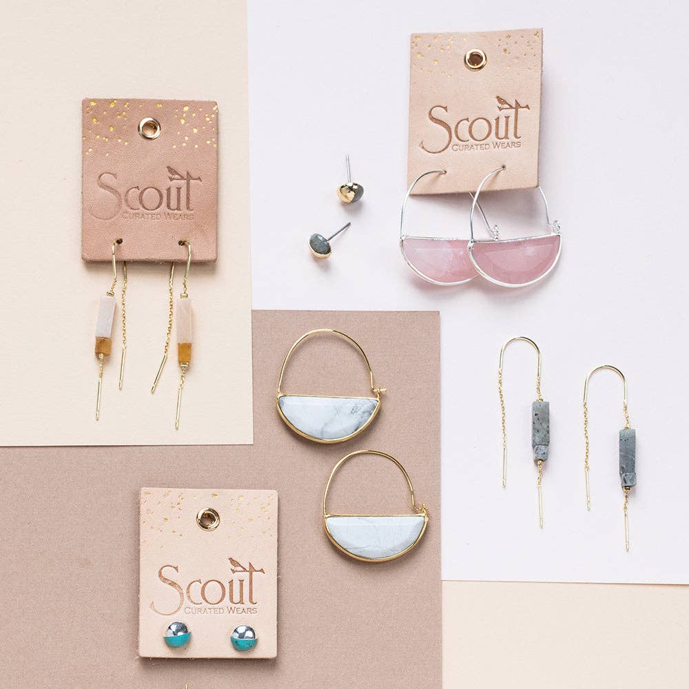 Rose Quartz Stone Prism Hoop Earrings — alternate product view 5