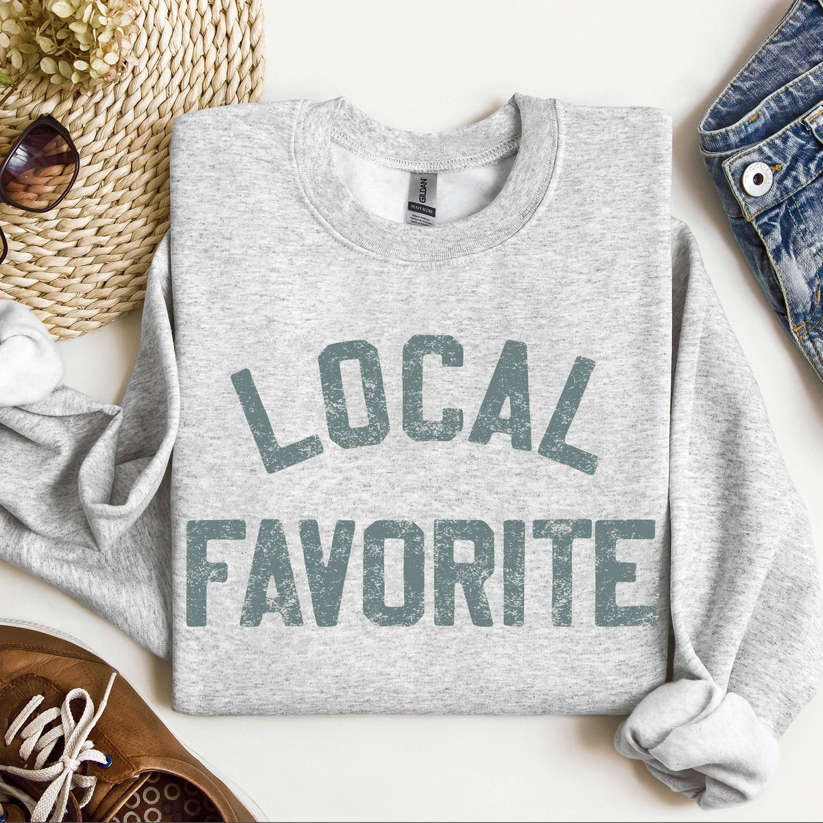Local Favorite Crewneck Sweatshirt – Support Local, Stay Cozy - House of Caelo Athleisure Wear, Yoga Wear & Women's Clothing