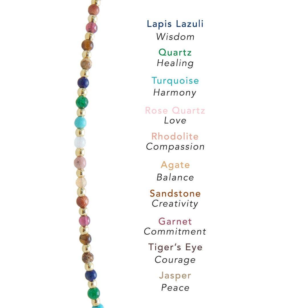 Gold Master Healer 2mm gemstone necklace detail view