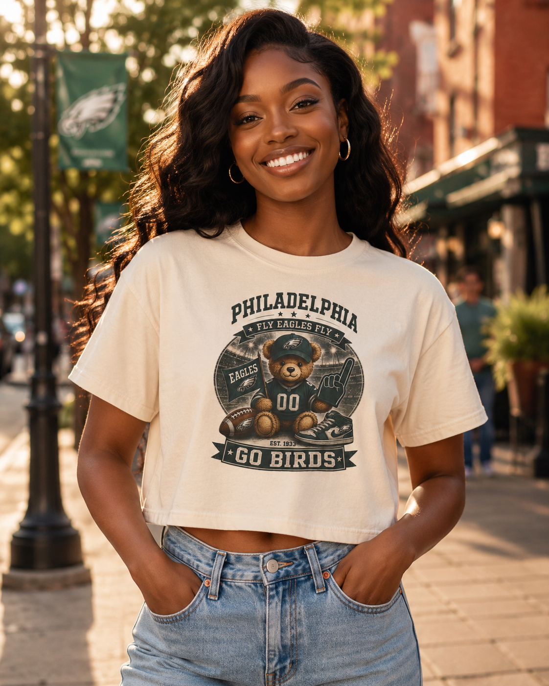 Go Birds Teddy Bear Boxy Tee | Fitkitty Culture®