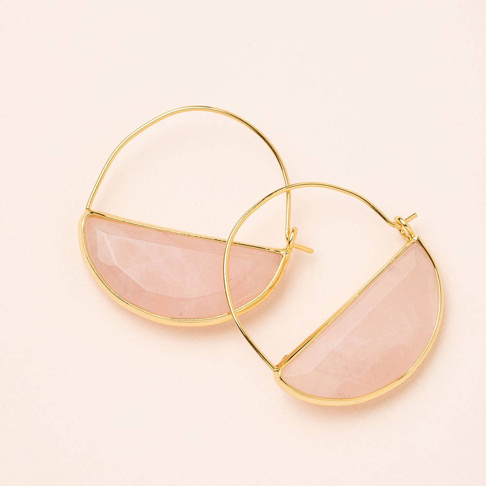 Rose Quartz Stone Prism Hoop Earrings — main product image
