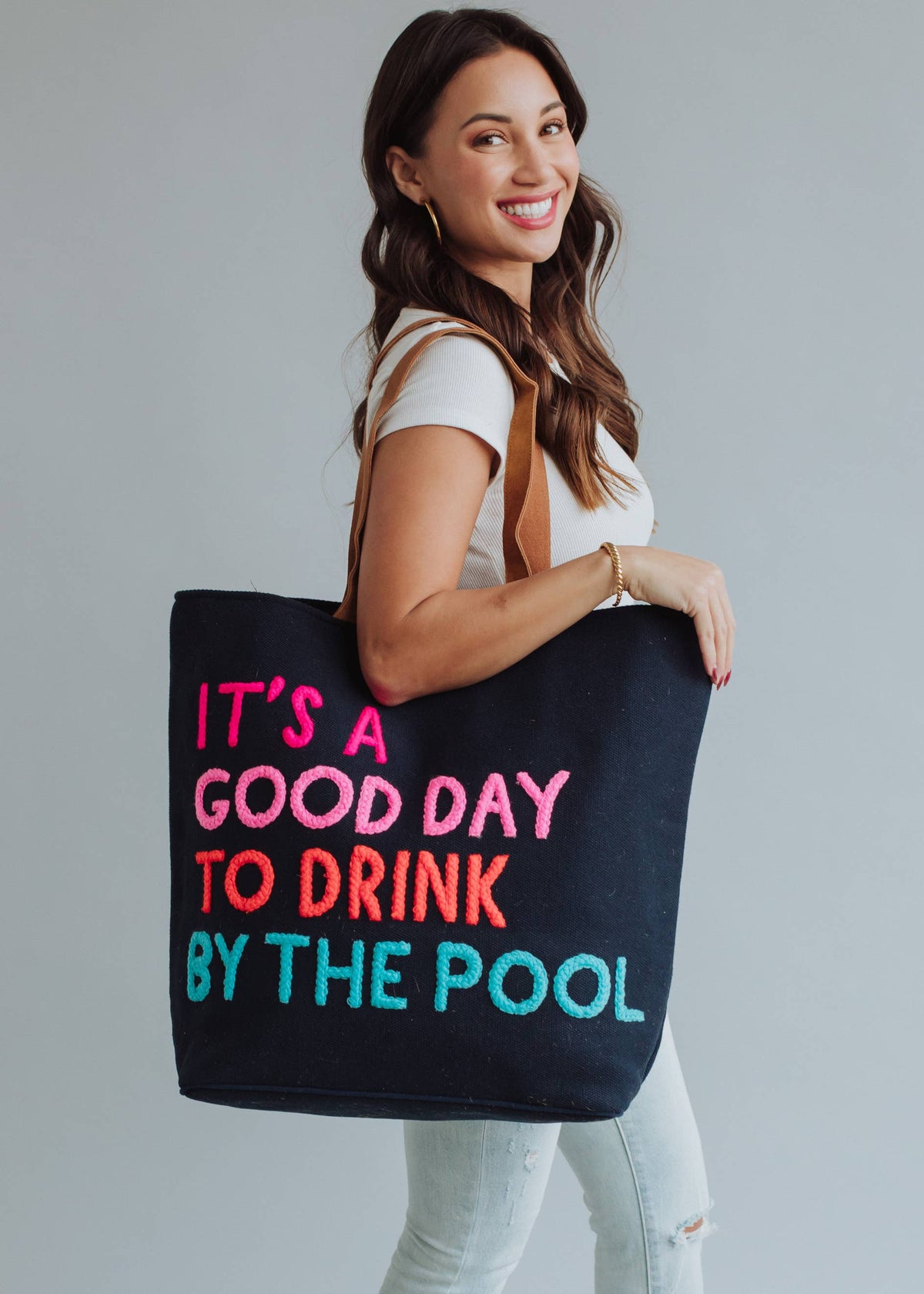 Navy Poolside Bliss Tote - House of Caelo Athleisure Wear, Yoga Wear & Women's Clothing