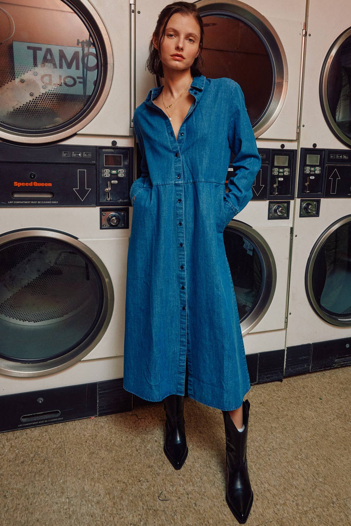 The Sunday Stroll Denim Shirt Dress - House of Caelo Athleisure Wear, Yoga Wear & Women's Clothing