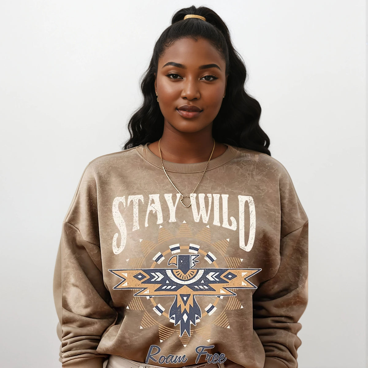 Stay Wild Roam Free Mineral Sweatshirt - House of Caelo Athleisure Wear, Yoga Wear & Women's Clothing