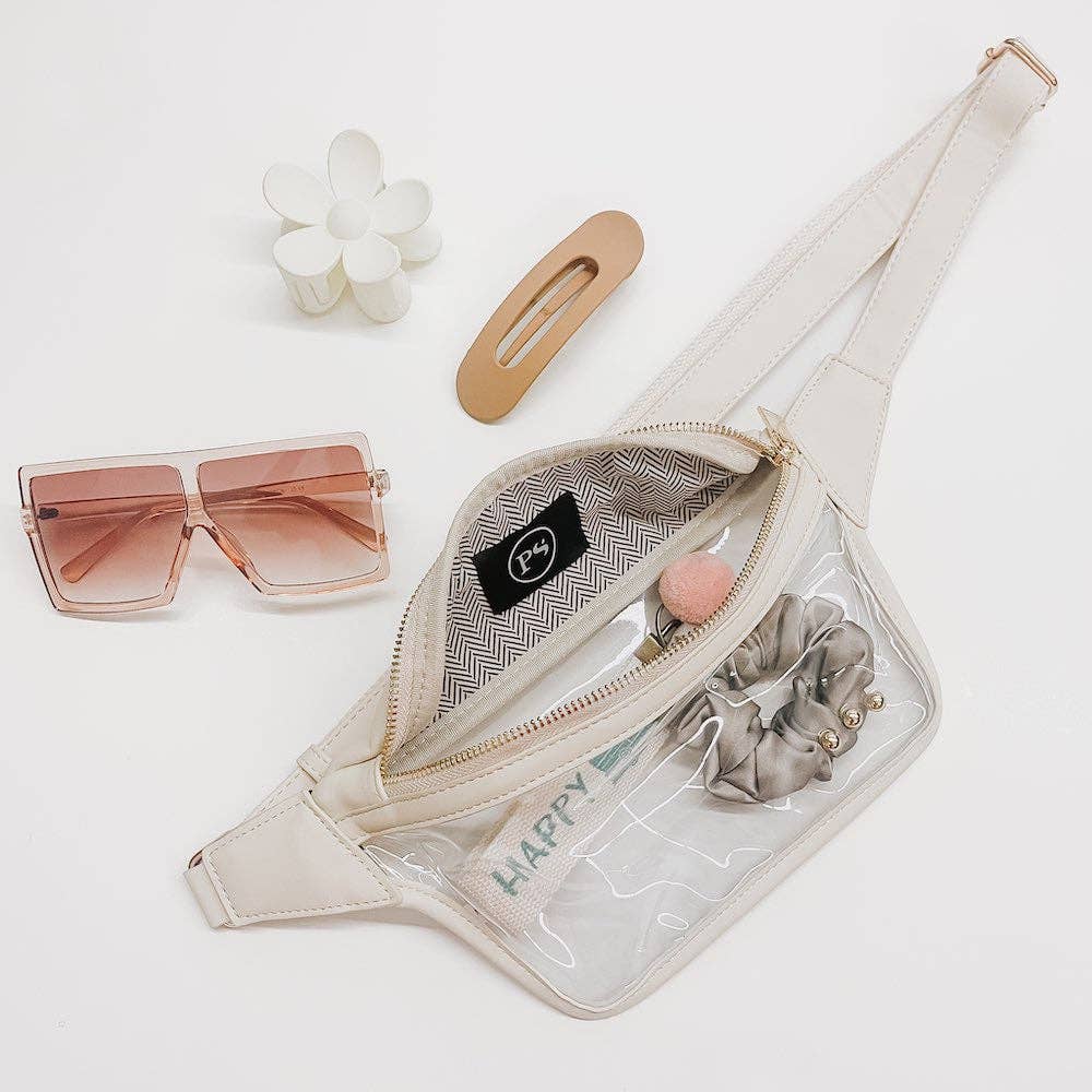 Clara cream clear bum bag interior capacity