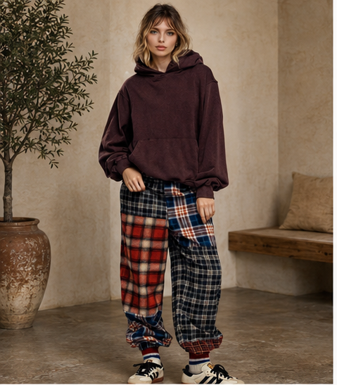 Patchwork Plaid Jogger Pants | House of Caelo®