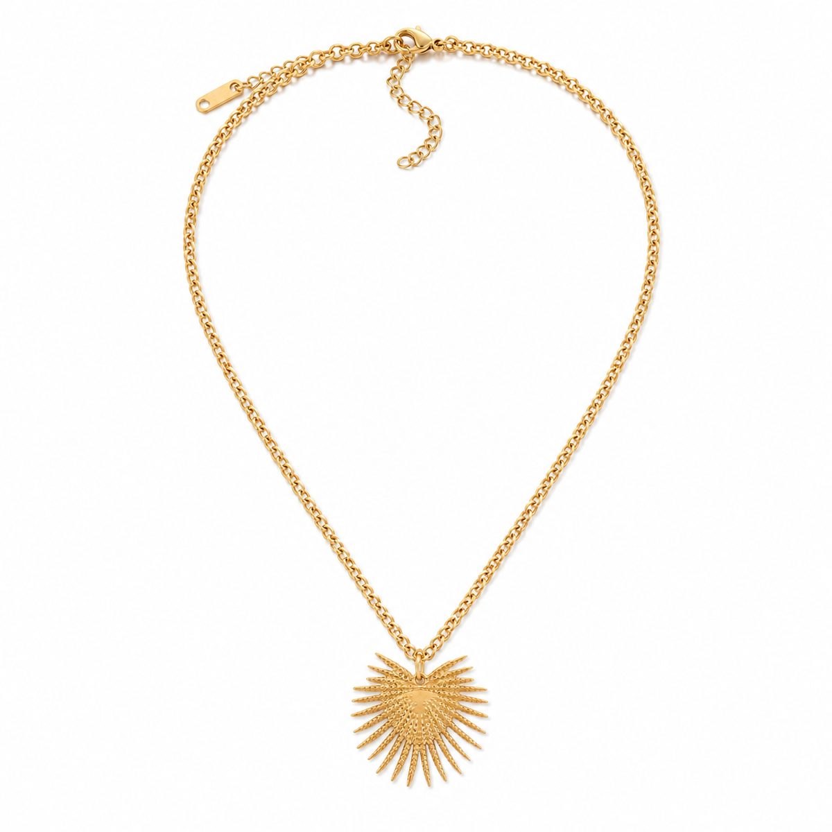 18K gold plated stainless steel radiant heart pendant choker necklace