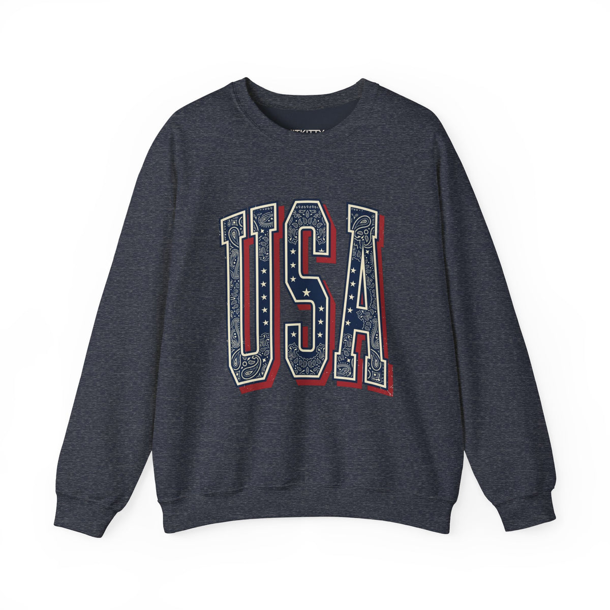 Navy sweatshirt with 'USA' text on a white background