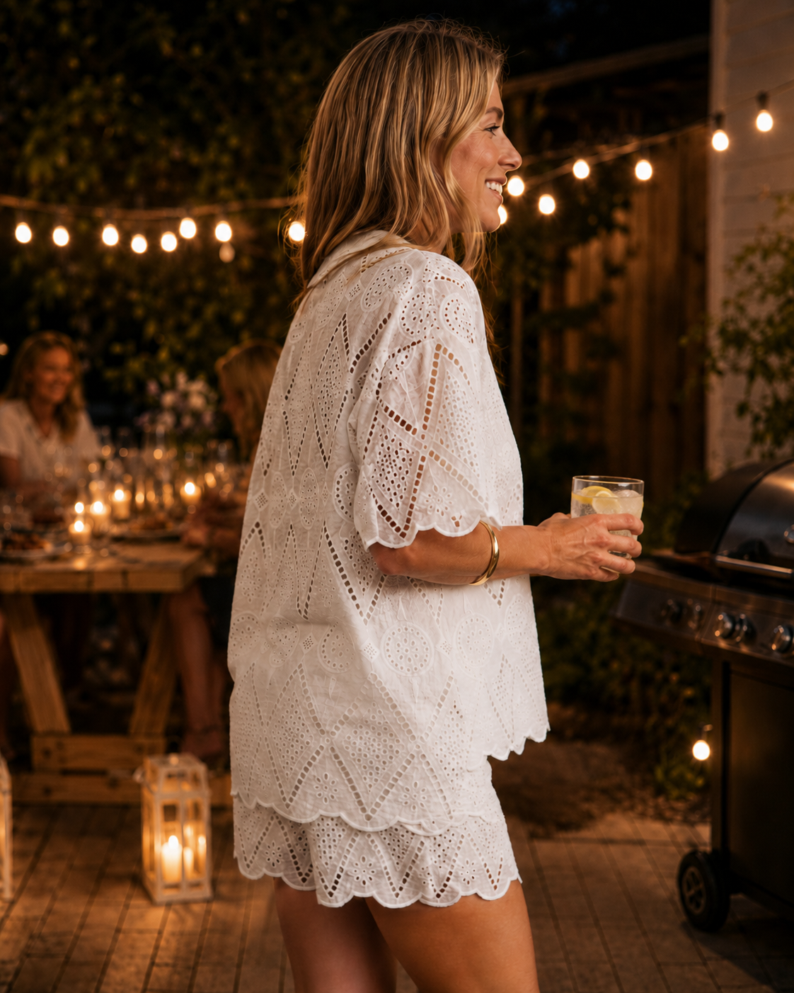 Wander Free Lace Button Down, view 3 | Fitkitty Culture®