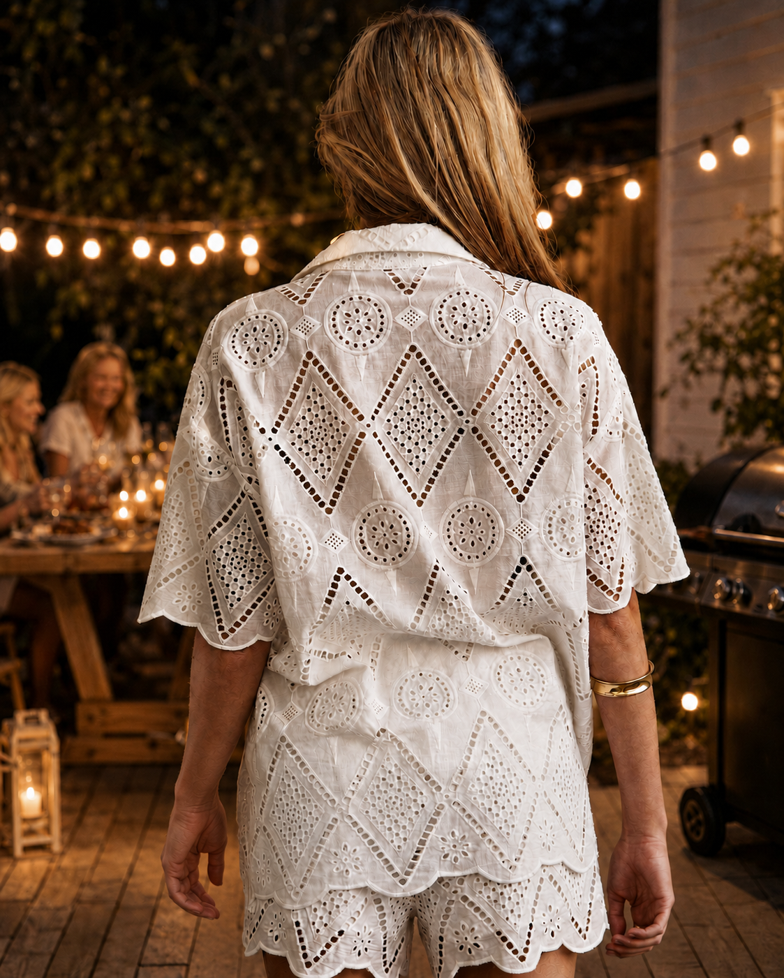 Wander Free Lace Button Down, view 4 | Fitkitty Culture®
