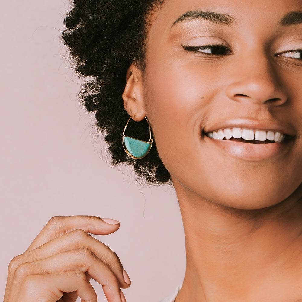 Stone Prism Hoop - Amazonite/Gold - Fitkitty Culture Athleisure Wear, Yoga Wear &  Women's Clothing