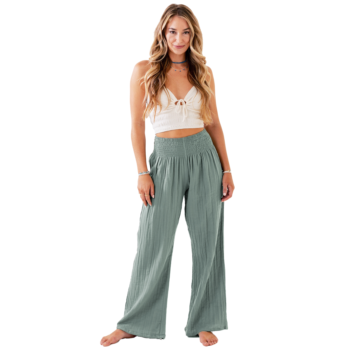 Sage Wide Leg Cotton Pants, view 8 | Fitkitty Culture®