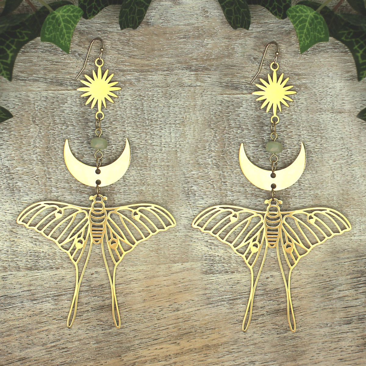 Celestial Luna Moth Oversized Gold Earrings, Accessories, ZAD, House of Caelo Athleisure Wear, Yoga Wear &  Women's Clothing