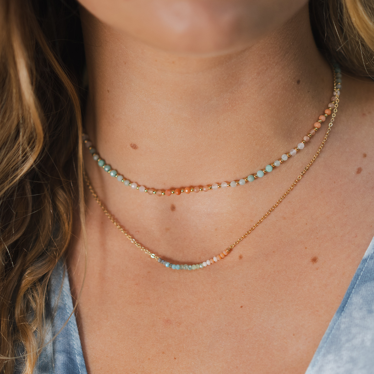 Positive Energy 3mm Healing Stone Necklace, product view 7