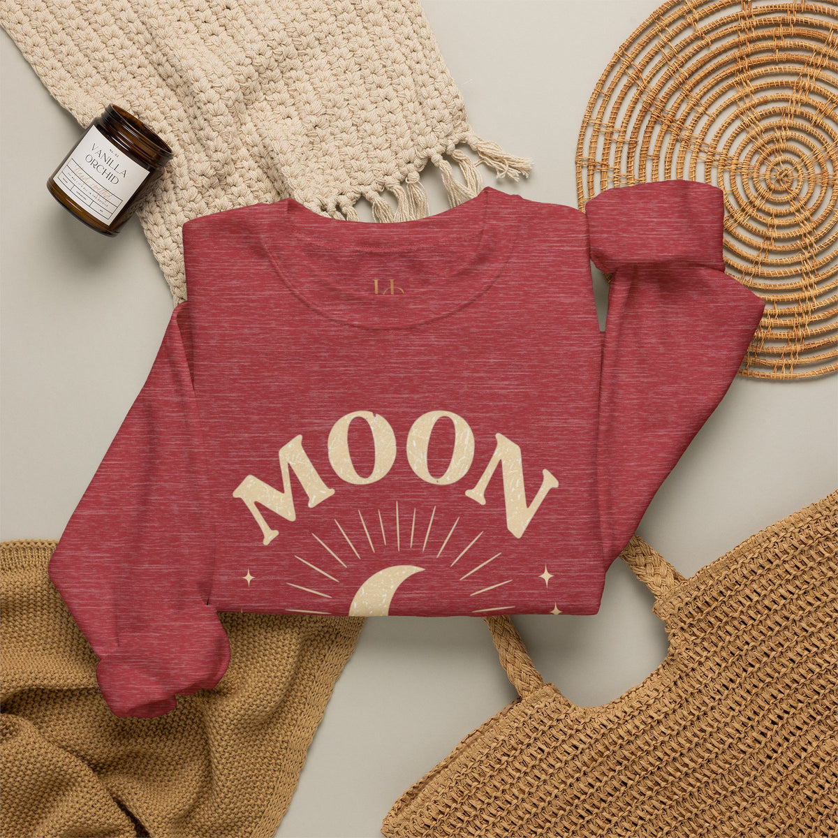 Moon Tribe Crewneck Sweatshirt — Celestial Moon Graphic Pullover - Jewel Tones, view 29 | Fitkitty Culture®